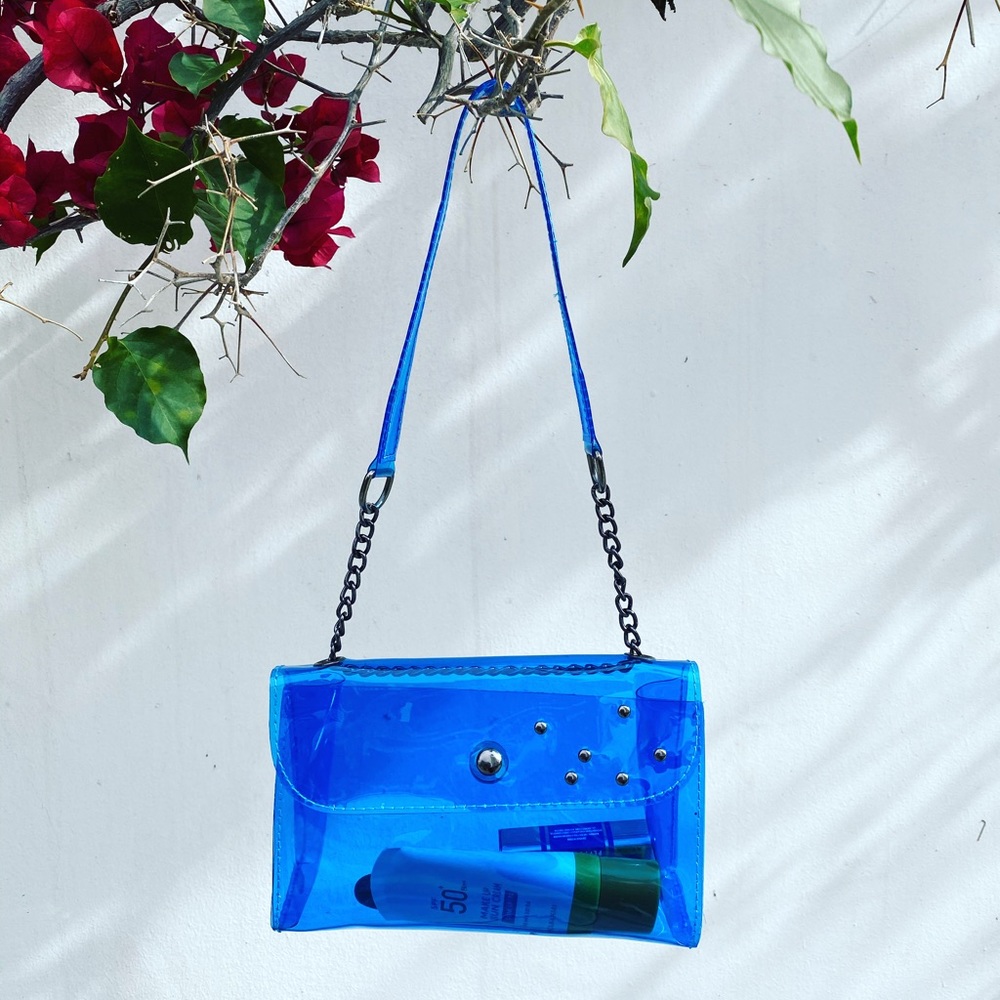 90’s -Inspired Clear Sky Blue Jelly Vinyl Bag